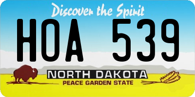 ND license plate HOA539