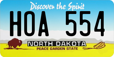 ND license plate HOA554