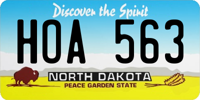 ND license plate HOA563