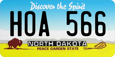 ND license plate HOA566
