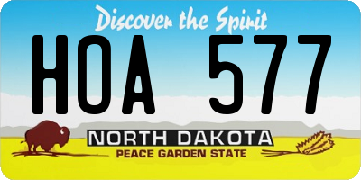 ND license plate HOA577