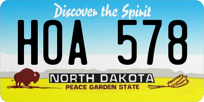 ND license plate HOA578