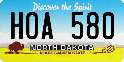 ND license plate HOA580