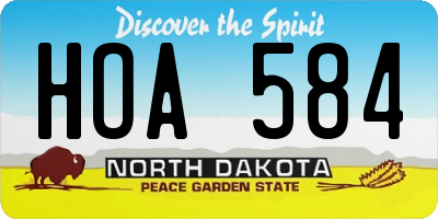 ND license plate HOA584