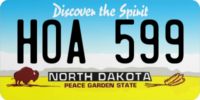 ND license plate HOA599