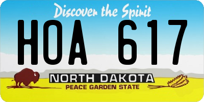 ND license plate HOA617