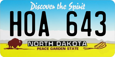 ND license plate HOA643