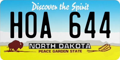 ND license plate HOA644