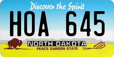 ND license plate HOA645