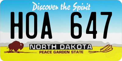 ND license plate HOA647