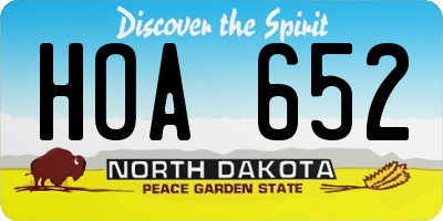 ND license plate HOA652