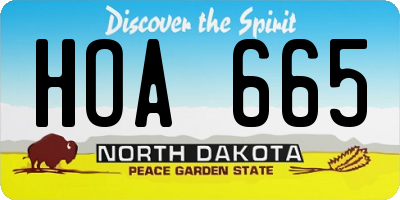 ND license plate HOA665