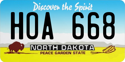 ND license plate HOA668