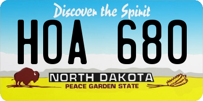 ND license plate HOA680