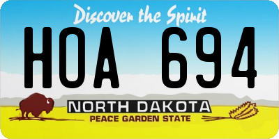 ND license plate HOA694