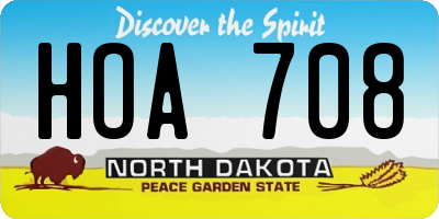 ND license plate HOA708