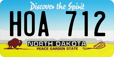 ND license plate HOA712