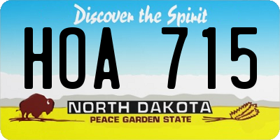 ND license plate HOA715