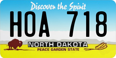 ND license plate HOA718