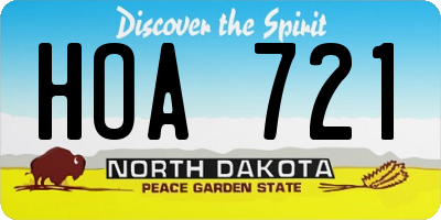 ND license plate HOA721