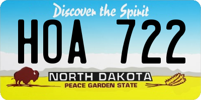 ND license plate HOA722