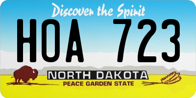 ND license plate HOA723