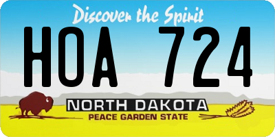 ND license plate HOA724