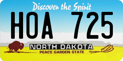 ND license plate HOA725