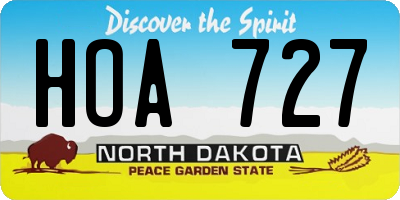 ND license plate HOA727
