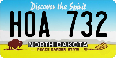ND license plate HOA732