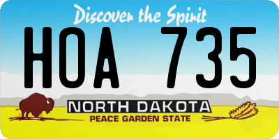 ND license plate HOA735