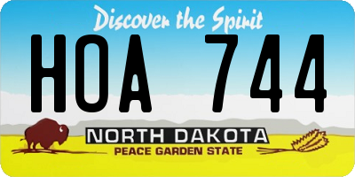 ND license plate HOA744