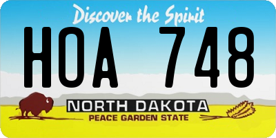 ND license plate HOA748