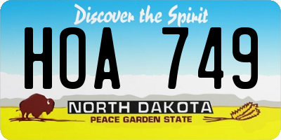 ND license plate HOA749