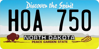 ND license plate HOA750