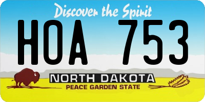 ND license plate HOA753
