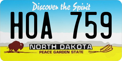 ND license plate HOA759