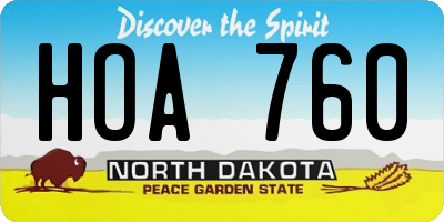 ND license plate HOA760