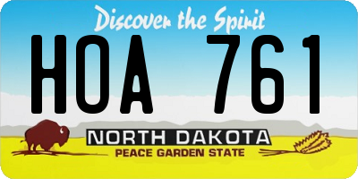 ND license plate HOA761