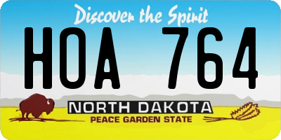 ND license plate HOA764