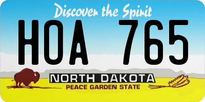 ND license plate HOA765