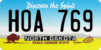 ND license plate HOA769