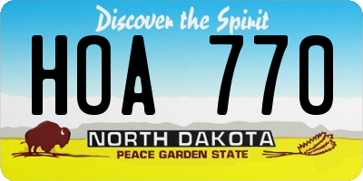 ND license plate HOA770