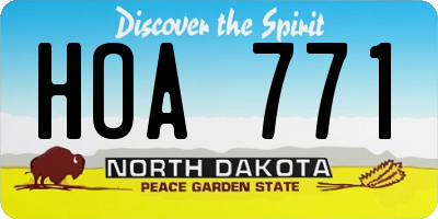 ND license plate HOA771