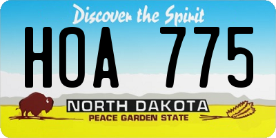 ND license plate HOA775