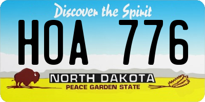 ND license plate HOA776