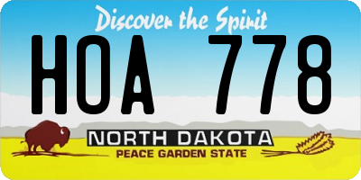 ND license plate HOA778