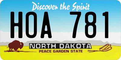 ND license plate HOA781