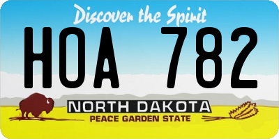 ND license plate HOA782