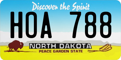 ND license plate HOA788